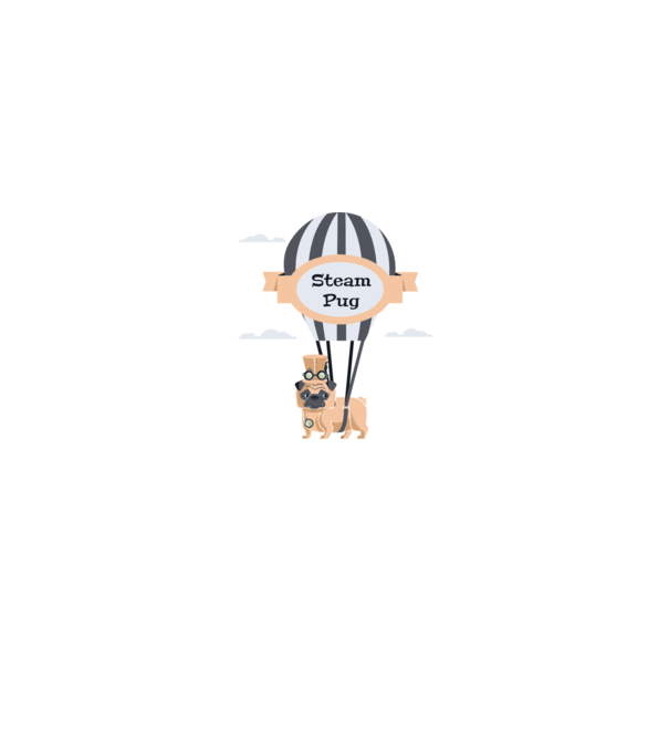 Steampug - mops model turcoaz pe tricou