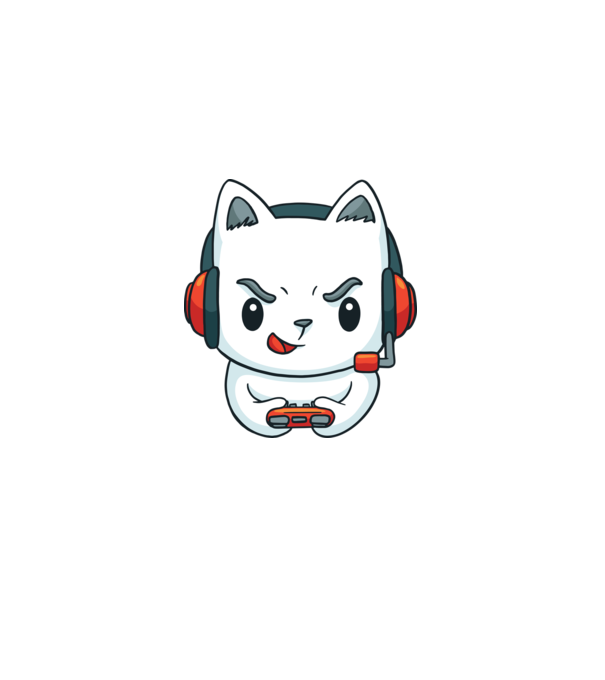 Pisică Gamer model albastru deschis pe tricou