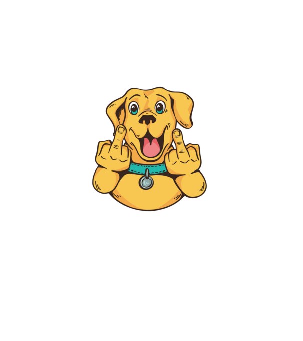 Golden Retriever arată degetul model negru pe tricou