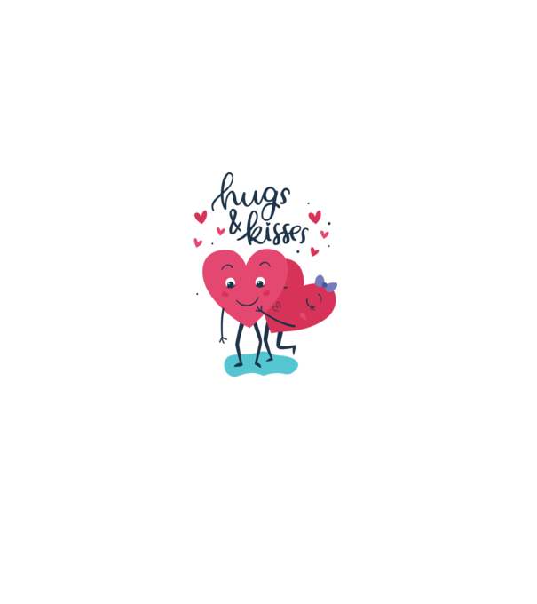 'Hugs and Kisses Tricou drăguț pentru Valentine''s Day' model alb pe tricou