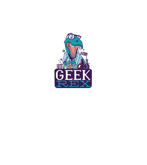 Geek Rex dinozaur tricou model gri pe tricou