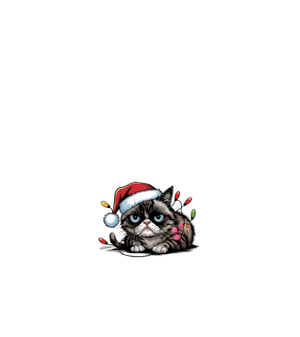 Christmas Spirit Grumpy Cat Negru model alb pe tricou
