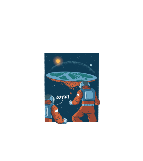 Astronaut Pământ plat model negru pe tricou