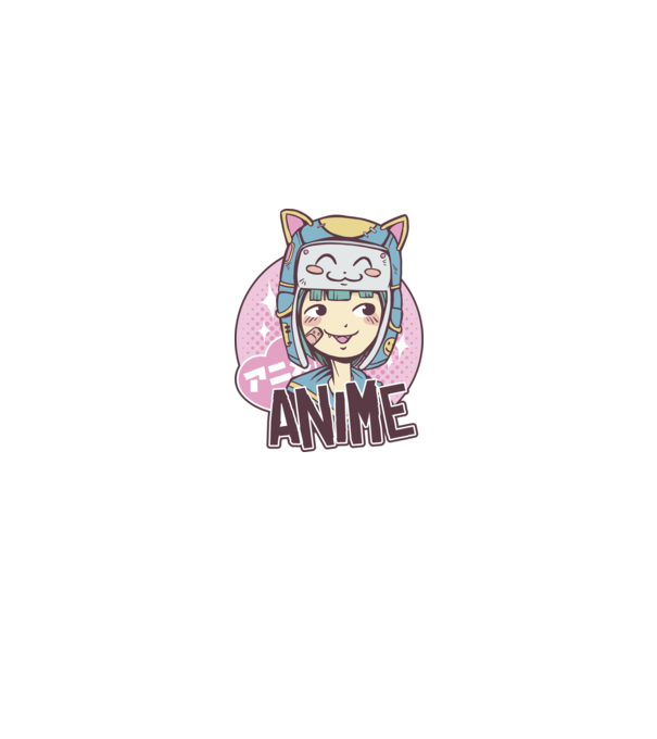Fată drăguță Anime model albastru închis pe tricou