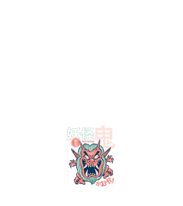 Oni Yokai Anime model negru pe tricou