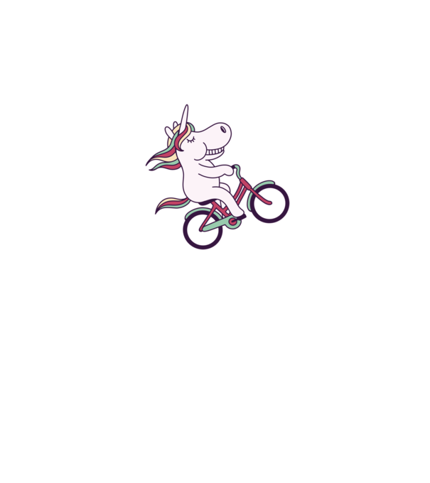unicorn cu bicicletă model alb pe tricou