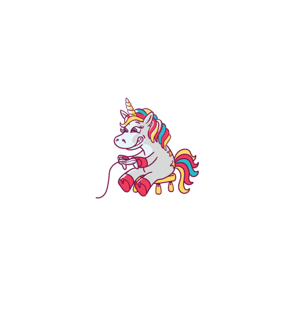 Gamer Unicorn model gri pe tricou