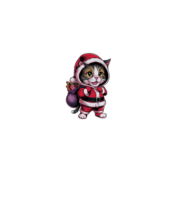 Santa Cat model negru pe tricou