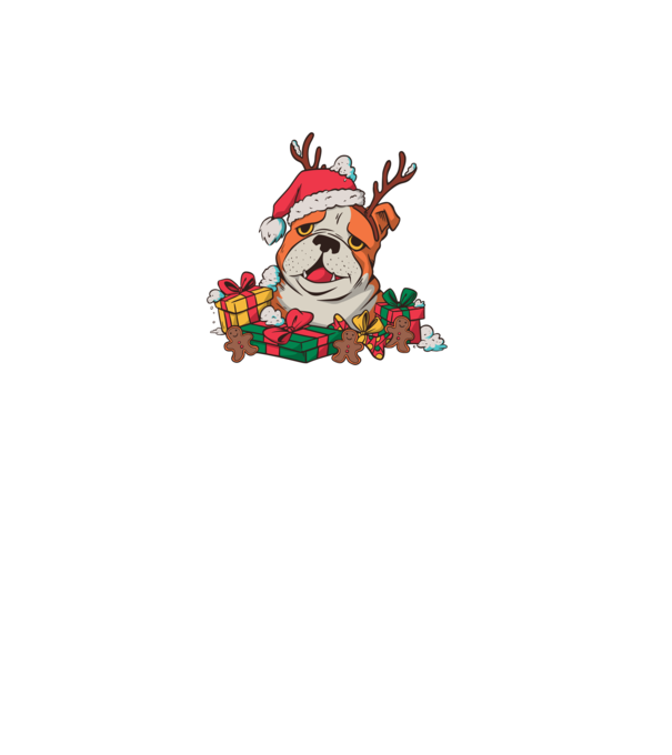 Bulldog de Crăciun model albastru deschis pe tricou