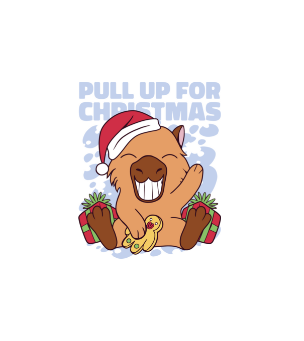 Pull up for christmas Capybara model alb pe tricou