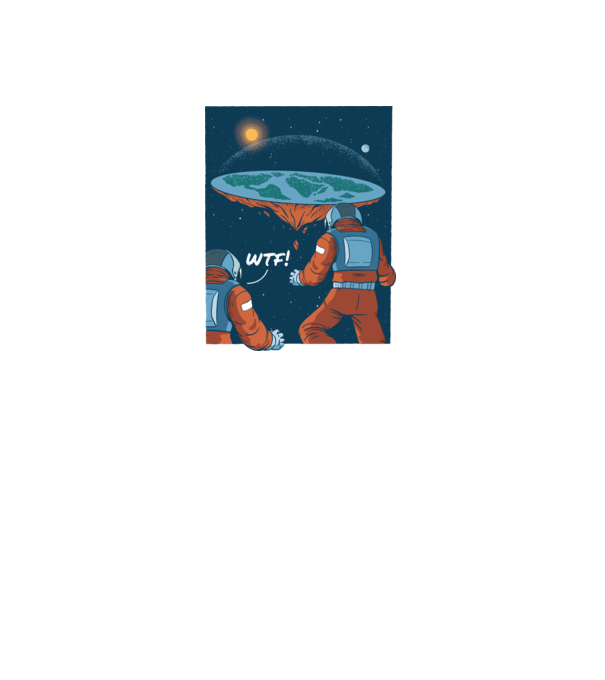 Astronaut Pământ plat model negru pe tricou