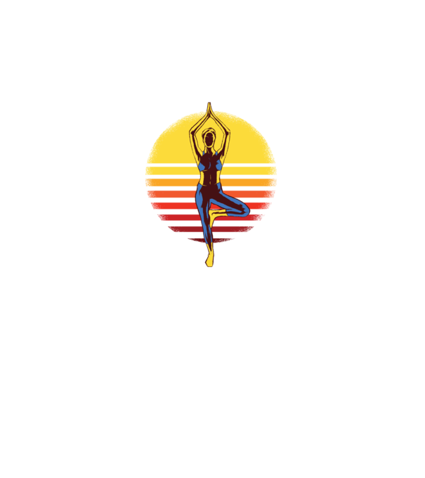 Retro yoga model negru pe tricou