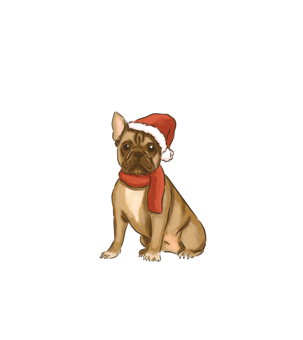 Bulldog francez de Crăciun model alb pe tricou