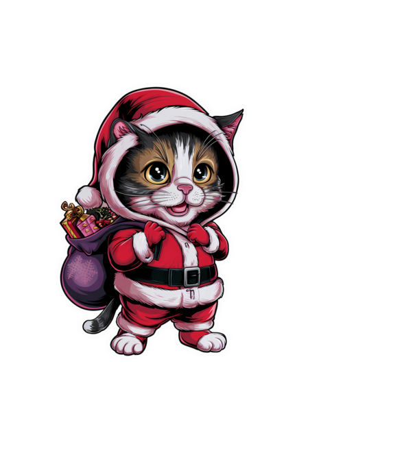 Santa Cat model negru pe tricou