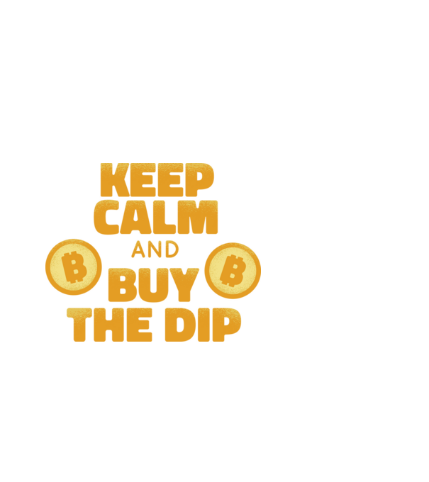 Keep calm and buy the dip Bitcoin model alb pe tricou