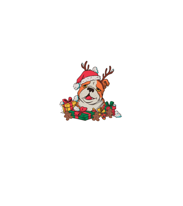 Bulldog de Crăciun model turcoaz pe tricou