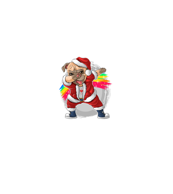 Santa Mops Moș Crăciun model negru pe tricou