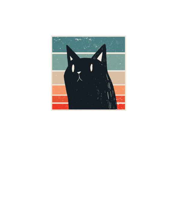 Pisică retro model negru pe tricou