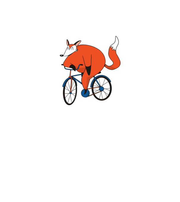 Vulpe cu bicicletă model gri pe tricou
