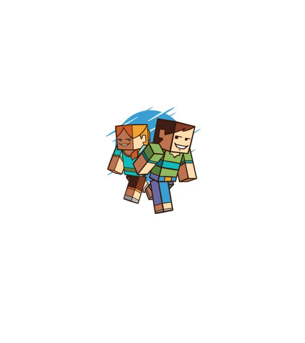 Caractere Minecraft model alb/roșu pe tricou
