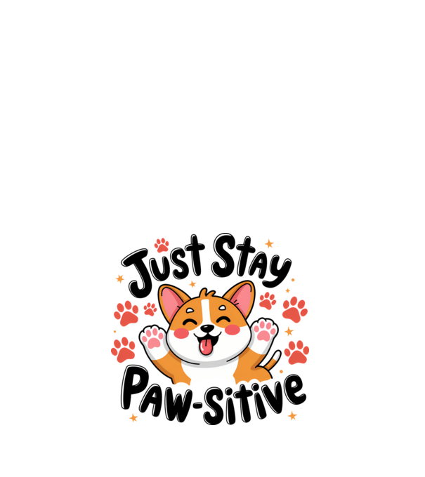 Just Stay Paw-sitive Alb model alb pe tricou