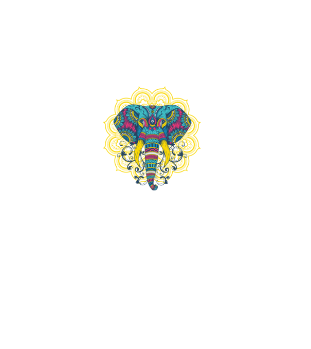 Elefant Mandala Colorat model albastru închis pe tricou