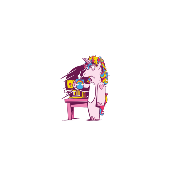 Unicorn Cafea model alb pe tricou