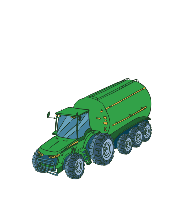 Tractor de recoltare model verde de măr pe tricou