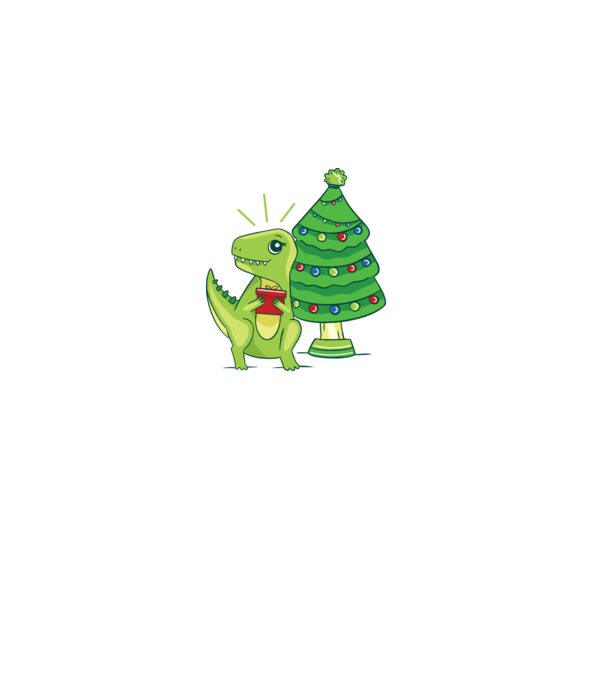 T-rex de Crăciun model alb pe tricou