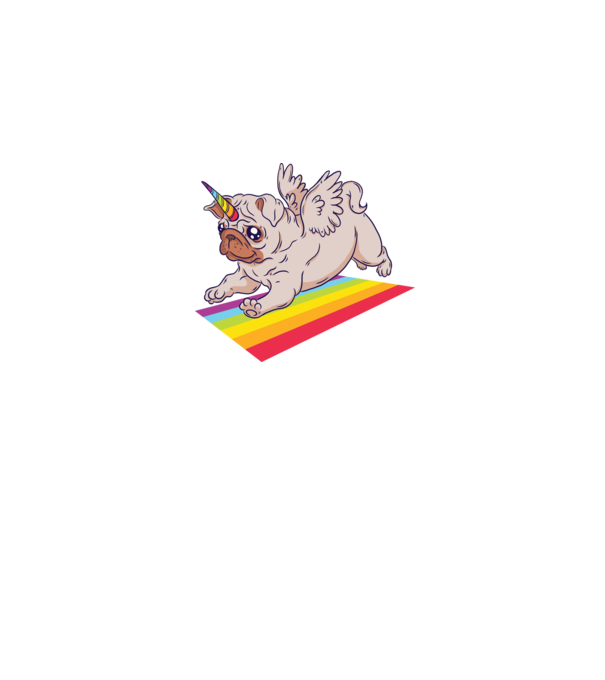 Pugicorn - mops unicorn model negru pe tricou