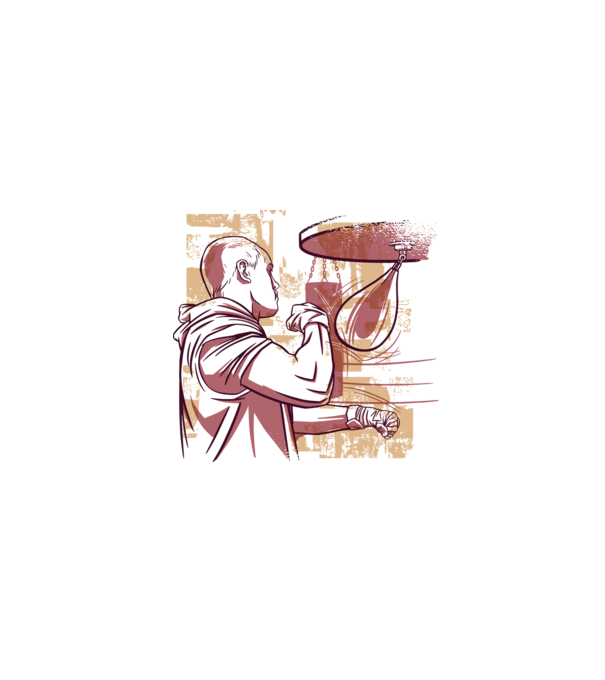Pugilist model alb pe tricou
