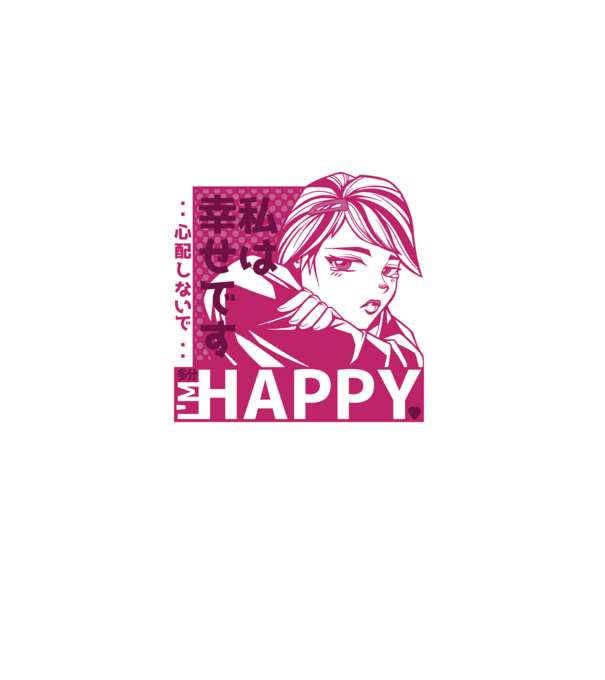 'I''m happy fată Anime antisocială' model albastru închis pe tricou