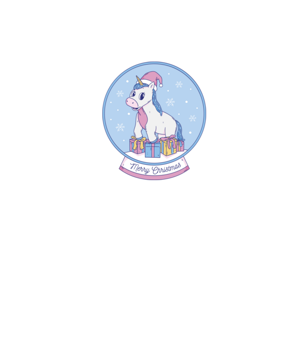 Glob de zăpadă drăguț, de Crăciun, cu Unicorn model negru pe tricou
