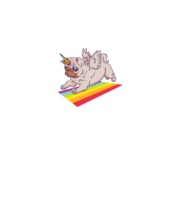 Mops unicorn model negru pe tricou