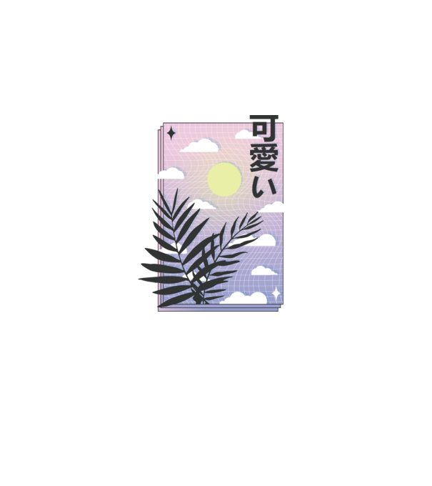 Vaporwave Val model gri pe tricou