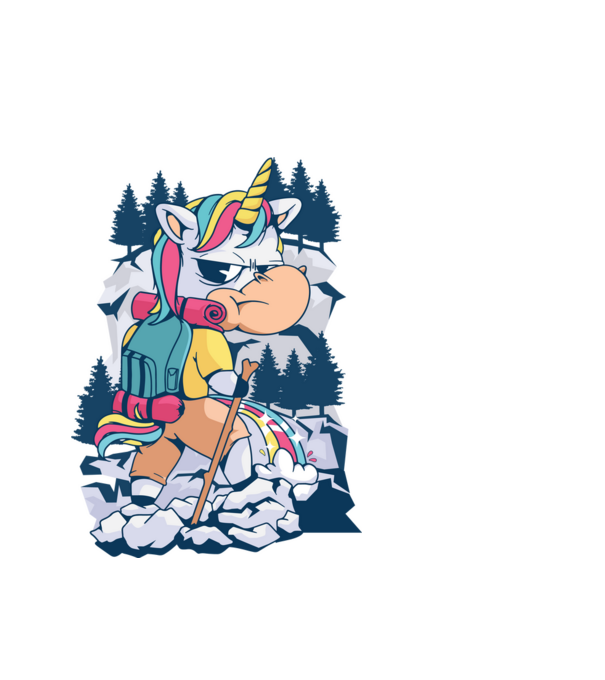 Unicorn excursionist pipi model alb pe tricou