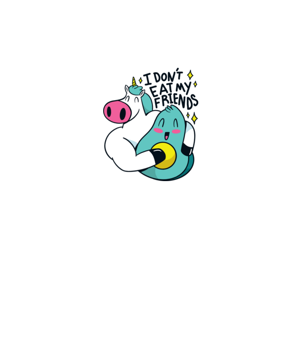 Unicorn Avocado Prietenie model turcoaz pe tricou