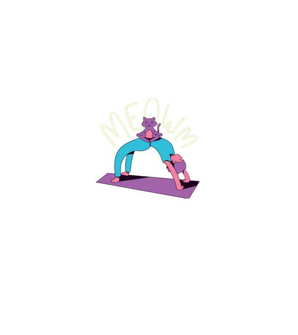 Meowm - Pisică Yoga model negru pe tricou