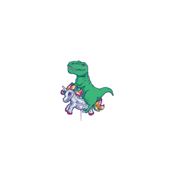 T-rex pe Unicorn balon model alb/roșu pe tricou