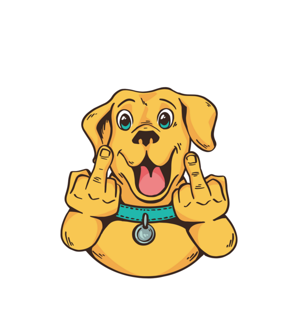Golden Retriever arată degetul model alb pe tricou