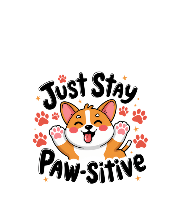 Just Stay Paw-sitive Alb model alb pe tricou