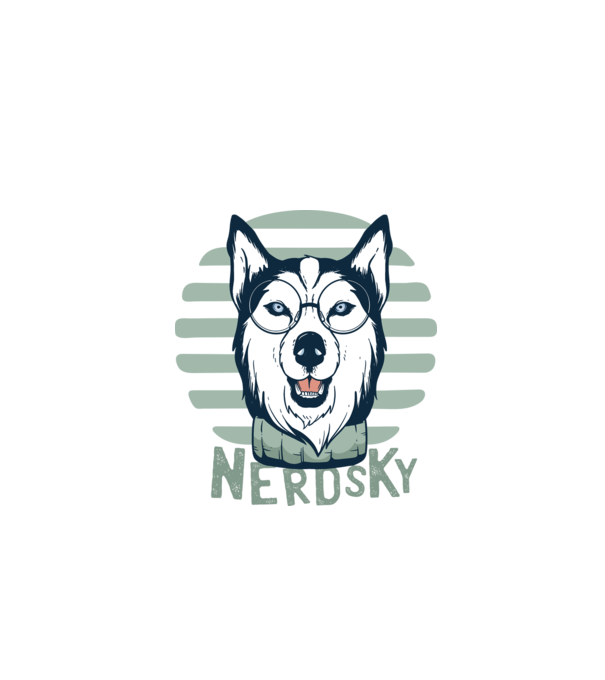 Nerdsky Husky model negru pe tricou