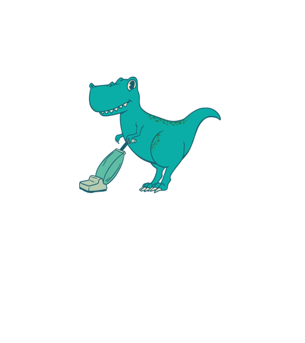 T-rex făcând curățenie model alb pe tricou
