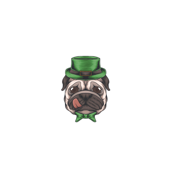 Mops Sfântul Patrick model negru pe tricou