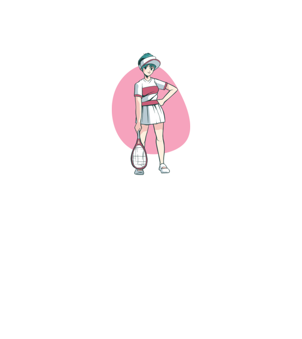 Anime Jucător de tenis fată model alb pe tricou