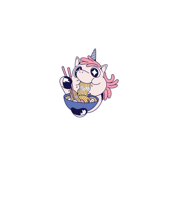 Unicorn Ramen model negru pe tricou