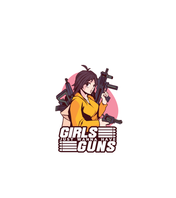Anime fată cu armă model alb pe tricou