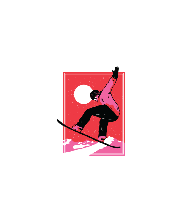 Snowboard poster model negru pe tricou
