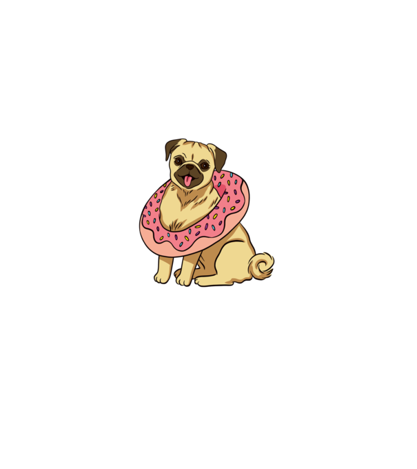 Mops cu gogoașă la gât model gri pe tricou