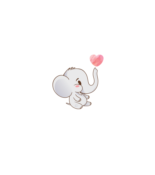 Elefant drăguț model alb/roșu pe tricou